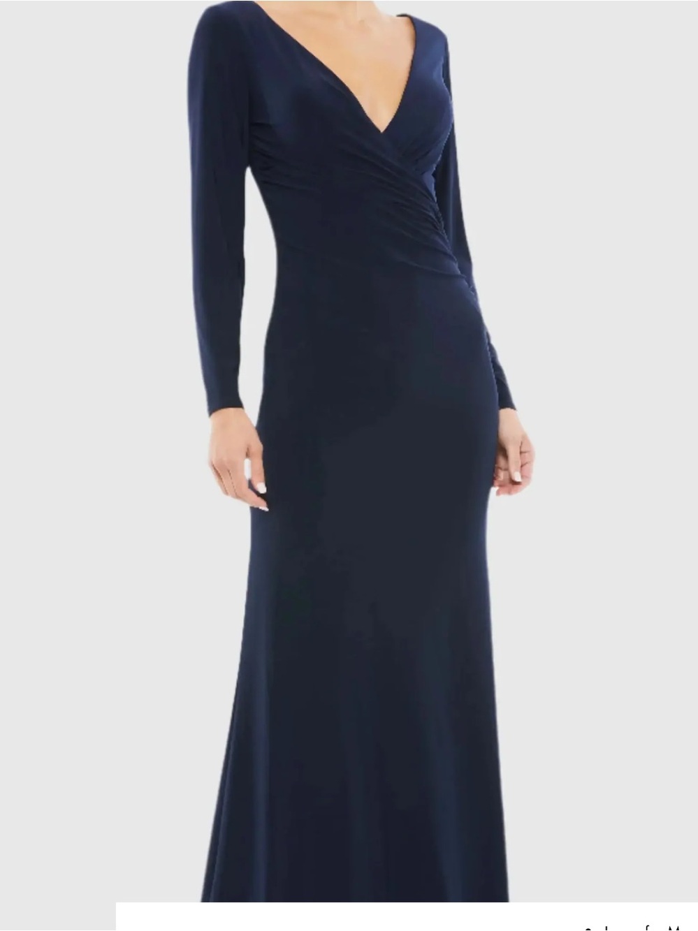 Mac Duggal NAVY Long Sleeve Gown